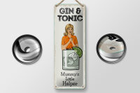 Blechschild Spruch Mummy´s little Helper Gin & Tonic 10x27cm