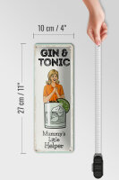 Blechschild Spruch Mummy´s little Helper Gin & Tonic 10x27cm