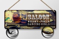 Blechschild Spruch Saloon Whisky Poker Dancing girls 27x10cm