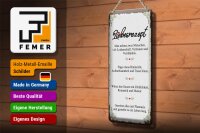 Blechschild Spruch Liebesrezept man nehme 2 Menschen 10x27cm