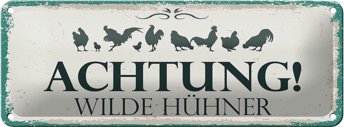 Hühner-Warnschild Aus Aluminium – 30,5x20 Cm (A4), 0,5 Mm Stark, Mit Abgerundeten Ecken, Hundeschild