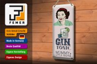 Blechschild Spruch lustig Gin Tonic Mummy´s Helper 10x27cm