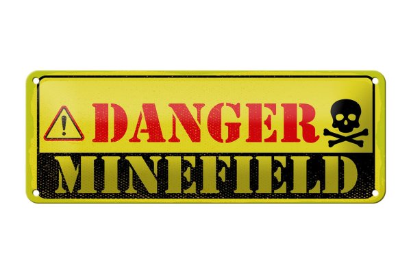 Blechschild Achtung Danger Mine Field Minenfeld 27x10cm Dekoration