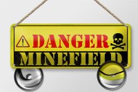 Blechschild Achtung Danger Mine Field Minenfeld 27x10cm...
