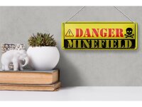 Blechschild Achtung Danger Mine Field Minenfeld 27x10cm Dekoration