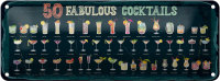 Blechschild 50 Fabulous Cocktails Drinks 27x10cm Dekoration
