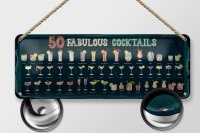 Blechschild 50 Fabulous Cocktails Drinks 27x10cm Dekoration