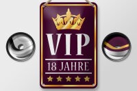 Blechschild Hinweis 12x18cm VIP 18 Jahre (lila/weiß)