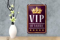 Blechschild Hinweis 12x18cm VIP 18 Jahre (lila/weiß)