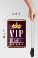 Blechschild Hinweis 12x18cm VIP 18 Jahre (lila/weiß)