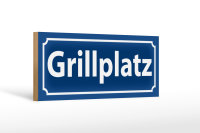 Holzschild Grillplatz 27x10cm BBQ Grill Grillen Garten