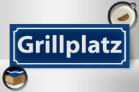 Holzschild Grillplatz 27x10cm BBQ Grill Grillen Garten