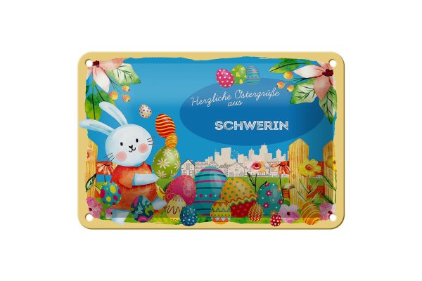 Blechschild Ostern Ostergrüße 18x12cm SCHWERIN Geschenk Deko