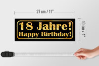 Holzschild Happy Birthday 27x10cm 18 Jahre Geburtstag