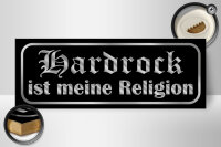 Holzschild Spruch 27x10cm Hardrock ist meine Religion