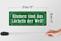 Holzschild Spruch 27x10cm Blumen sind Lächeln der Welt