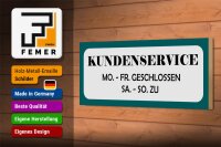 Holzschild Spruch 27x10cm Kundenservice MO-SA geschlossen
