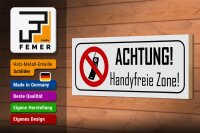 Holzschild Hinweis 27x10cm Achtung Handyfreie Zone