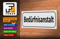 Holzschild Hinweis 27x10cm Bedürfnisanstalt weißes
