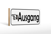 Holzschild Ausgang links 27x10cm Exit Wegweiser in weis