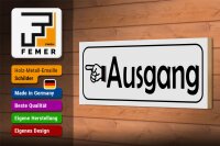 Holzschild Ausgang links 27x10cm Exit Wegweiser in weis