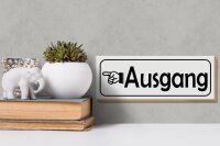 Holzschild Ausgang links 27x10cm Exit Wegweiser in weis
