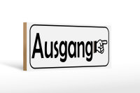 Holzschild Ausgang rechts 27x10cm Exit Wegweiser in weis