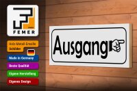 Holzschild Ausgang rechts 27x10cm Exit Wegweiser in weis