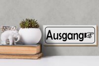 Holzschild Ausgang rechts 27x10cm Exit Wegweiser in weis