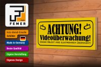 Holzschild Hinweis 27x10cm Achtung Videoüberwachung