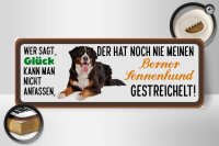 Holzschild Tier Spruch 27x10cm Berner Sennenhund gestreichelt
