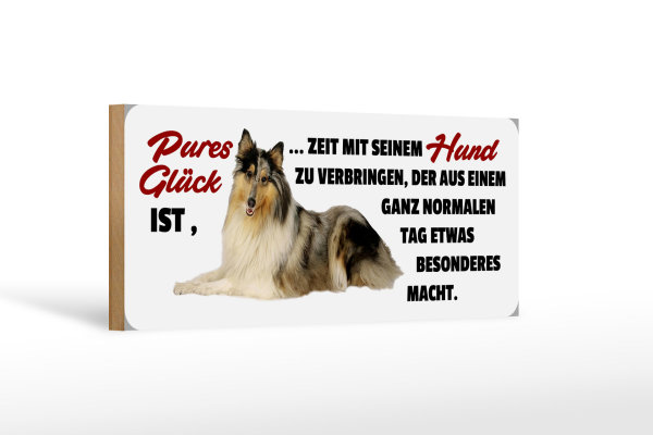 Holzschild Tier Spruch 27x10cm pures Glück ist Hund