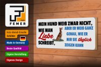 Holzschild Tier Spruch 27x10cm Hund zeigt täglich seine Liebe