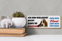 Holzschild Tier Spruch 27x10cm mein Hund liebt mich trotzdem