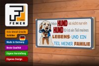 Holzschild Tier Spruch 27x10cm Hund ist Teil meiner Familie