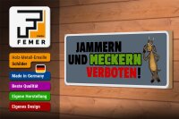 Holzschild Spruch 27x10cm Jammern und meckern verboten