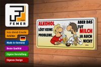 Holzschild Spruch 27x10cm löst keine Probleme. Tut Milch auch nicht