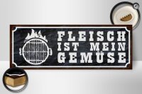 Holzschild Spruch 27x10cm Grill Fleisch ist mein Gemüse