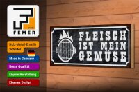 Holzschild Spruch 27x10cm Grill Fleisch ist mein Gemüse