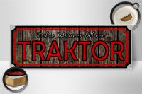 Holzschild Spruch 27x10cm echte Männer fahren Traktor Holzoptik