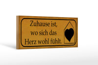 Holzschild Spruch 27x10cm Zuhause wo sich Herz wohl...