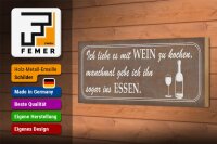 Holzschild Spruch 27x10cm ich liebe es mit Wein zu kochen