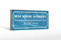 Holzschild Spruch 27x10cm meine geheime Superkraft Enttäuschung hinter Naja Egal