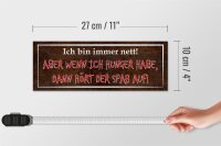 Holzschild Spruch 27x10cm ich nett aber wenn ich Hunger