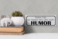 Holzschild Spruch 27x10cm Passwort fürs Leben heißt HUMOR