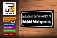 Holzschild Spruch 27x10cm endlich bin den Winterspeck los