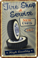 Blechschild Retro 12x18cm Tire Shop Service 24/7 new used...
