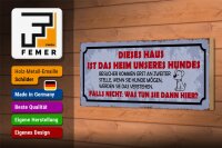 Holzschild Spruch 27x10cm dieses Haus Heim unseres Hundes
