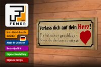 Holzschild Spruch 27x10cm verlass dich auf dein Herz hat geschlagen bevor