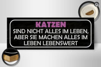 Holzschild Spruch 27x10cm Katzen nicht alles im Leben aber